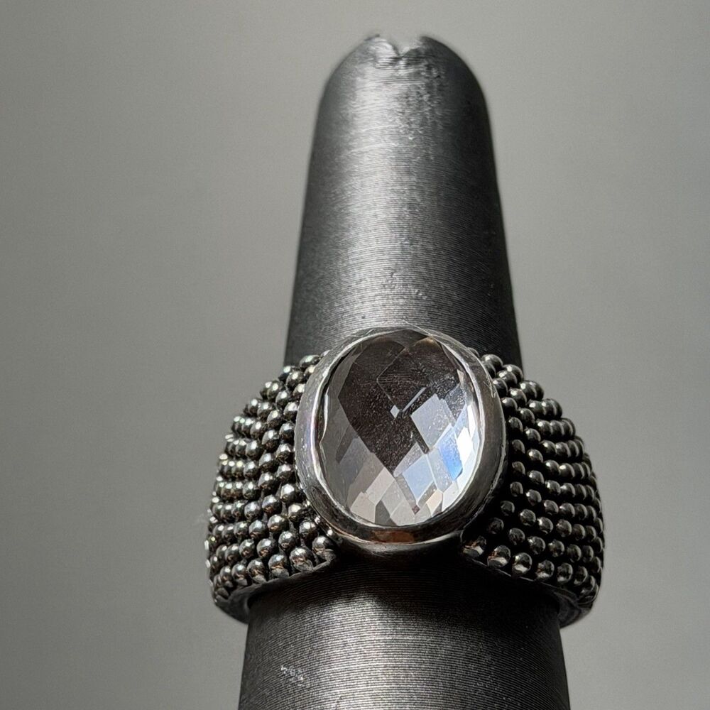 Michael Dawkins Sterling Silver Rock Crystal Quartz Ring Size 9